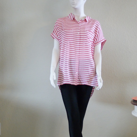 Beach Lunch Lounge- Button Down Striped Blouse - Picture 2 of 8